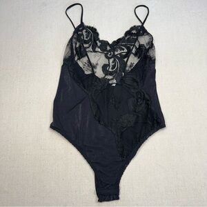Vintage Chic Black Lace Bodysuit/Lingerie by Lady Lynne - Size Small